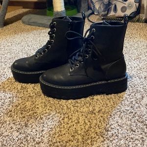 black platform boots
